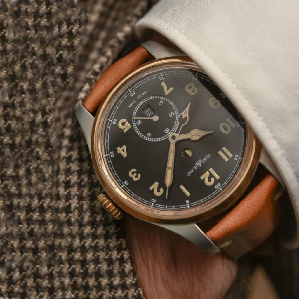 Montblanc orologio 1858 Automatic Dual Time 44mm nero automatico acciaio e bronzo 116479