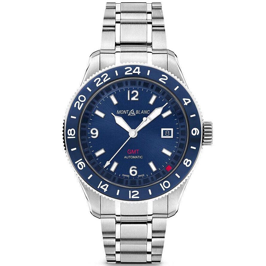 Montblanc orologio 1858 GMT 42mm blu automatico acciaio 129616