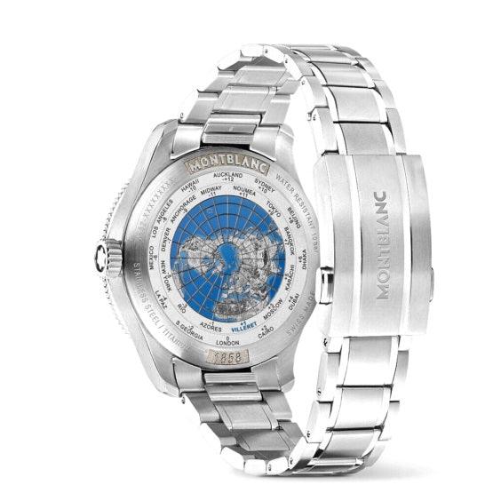 Montblanc orologio 1858 GMT 42mm blu automatico acciaio 129616