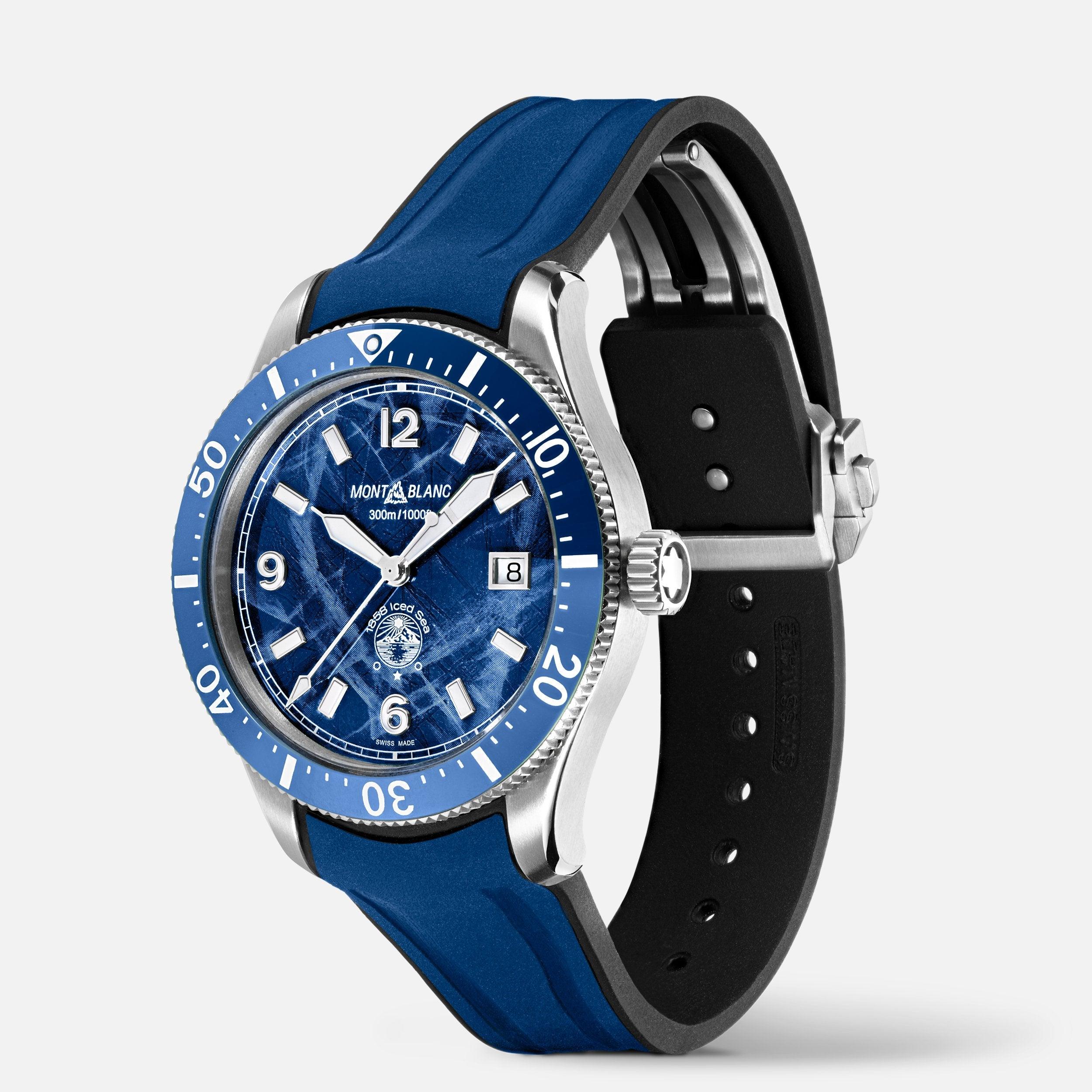 Montblanc orologio 1858 Ice Sea Automatic Date 41mm blu automatico acciaio 129370