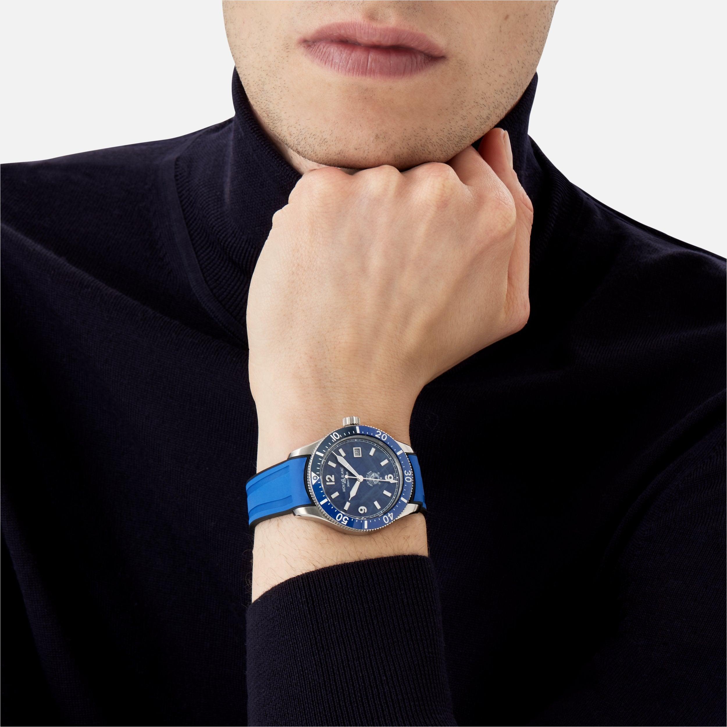 Montblanc orologio 1858 Ice Sea Automatic Date 41mm blu automatico acciaio 129370