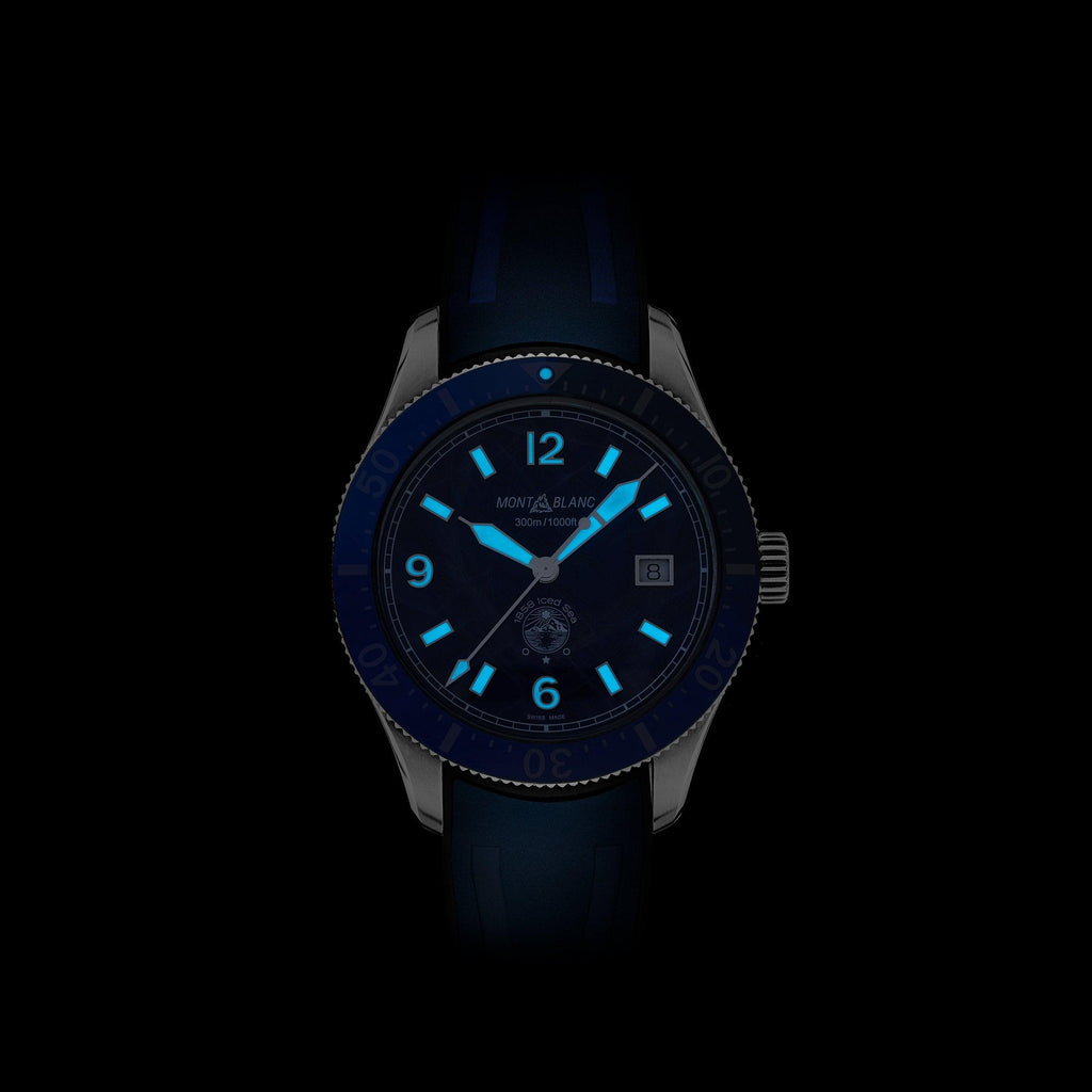 Montblanc orologio 1858 Ice Sea Automatic Date 41mm blu automatico acciaio 129370