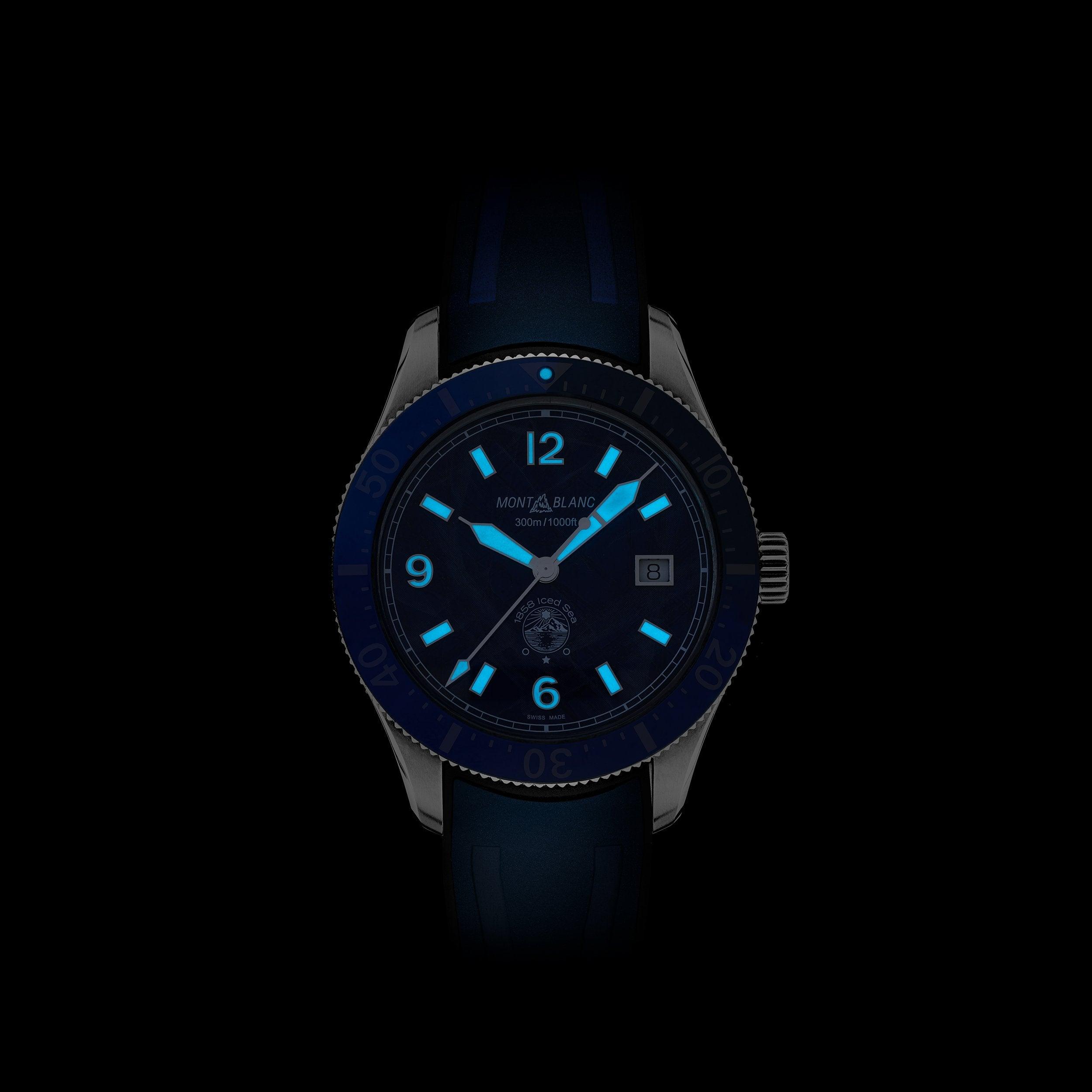 Montblanc orologio 1858 Ice Sea Automatic Date 41mm blu automatico acciaio 129370