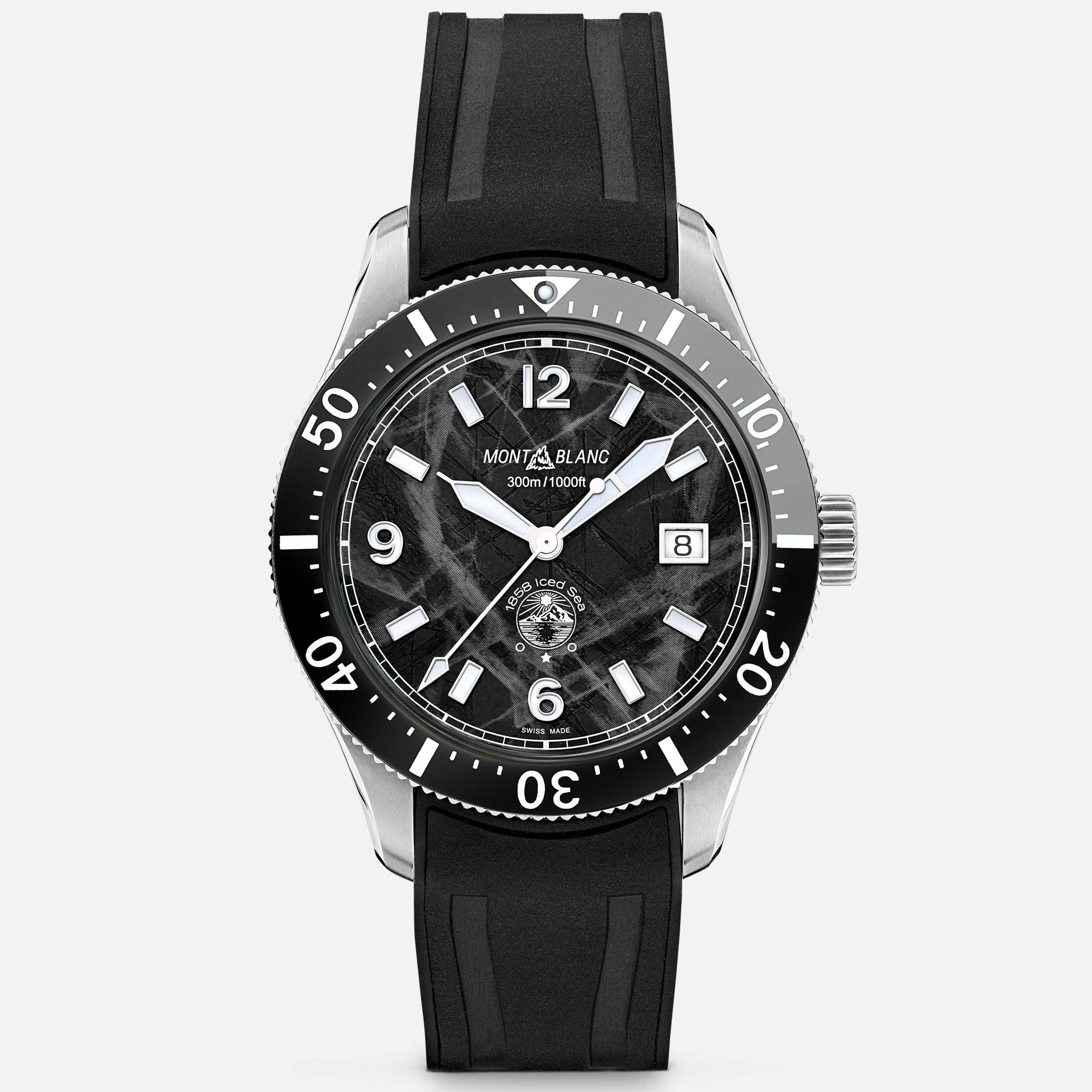 Montblanc orologio 1858 Ice Sea Automatic Date 41mm nero automatico acciaio 129372