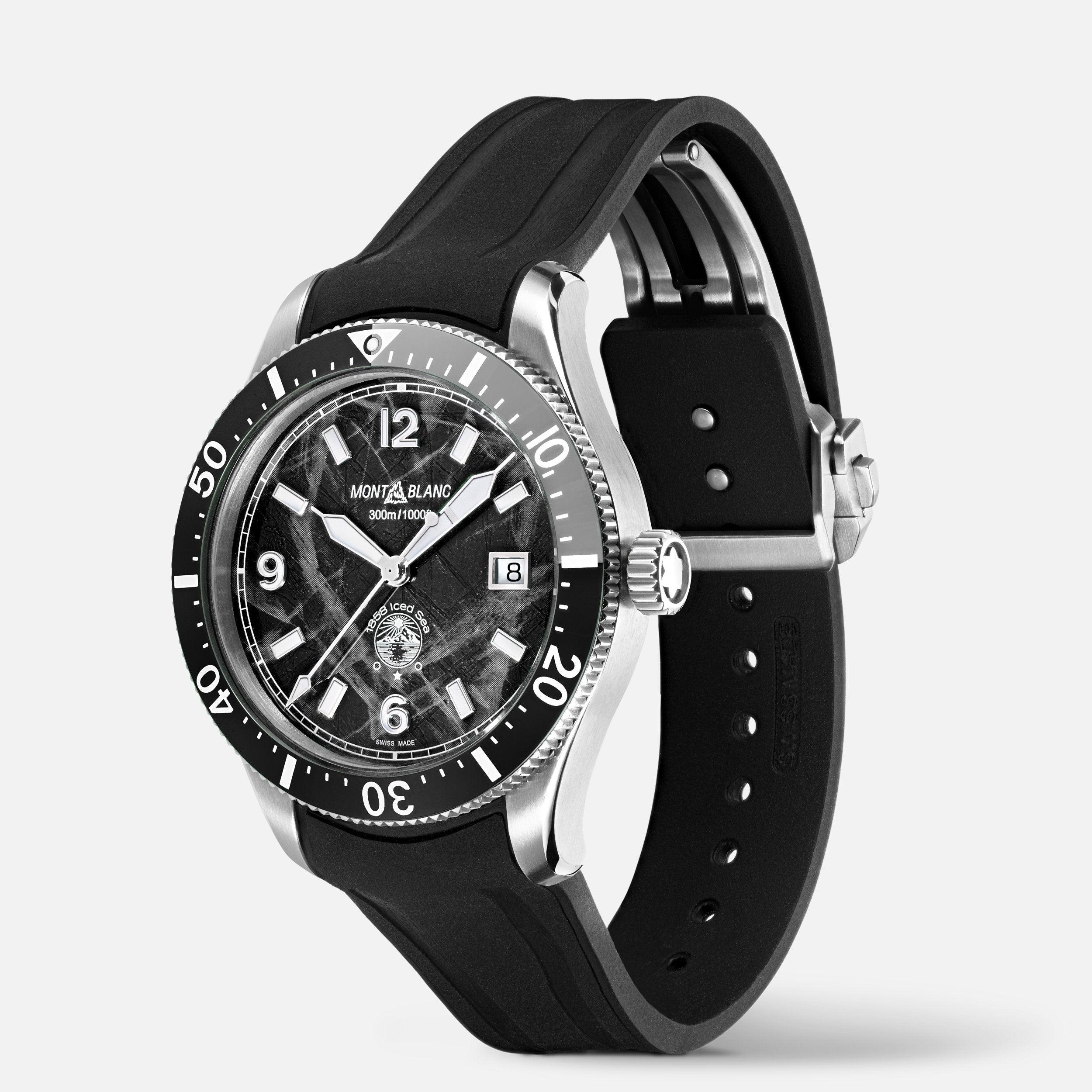 Montblanc orologio 1858 Ice Sea Automatic Date 41mm nero automatico acciaio 129372