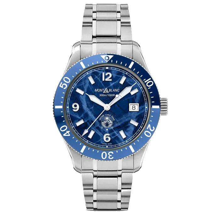 Montblanc orologio 1858 Iced Sea Date 41mm blu automatico acciaio 129369