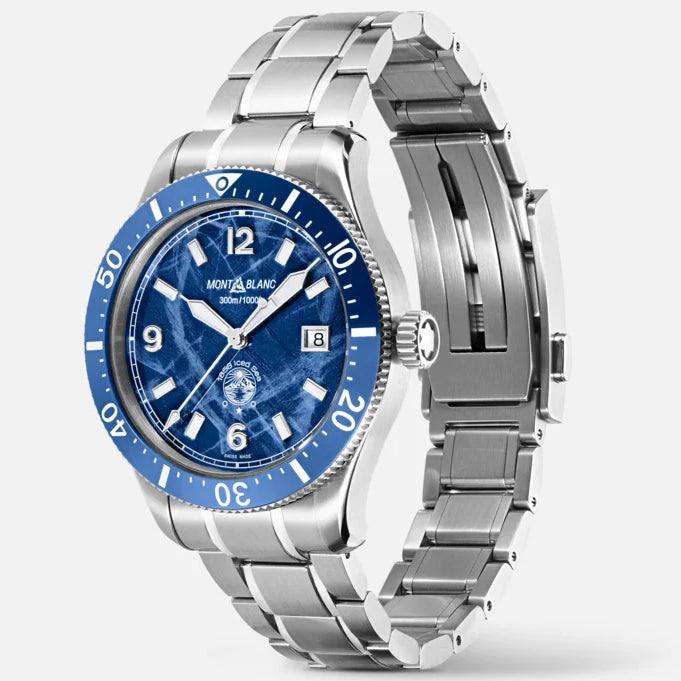 Montblanc orologio 1858 Iced Sea Date 41mm blu automatico acciaio 129369