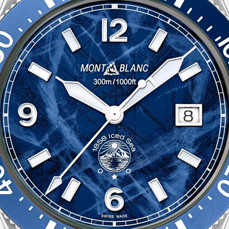 Montblanc orologio 1858 Iced Sea Date 41mm blu automatico acciaio 129369