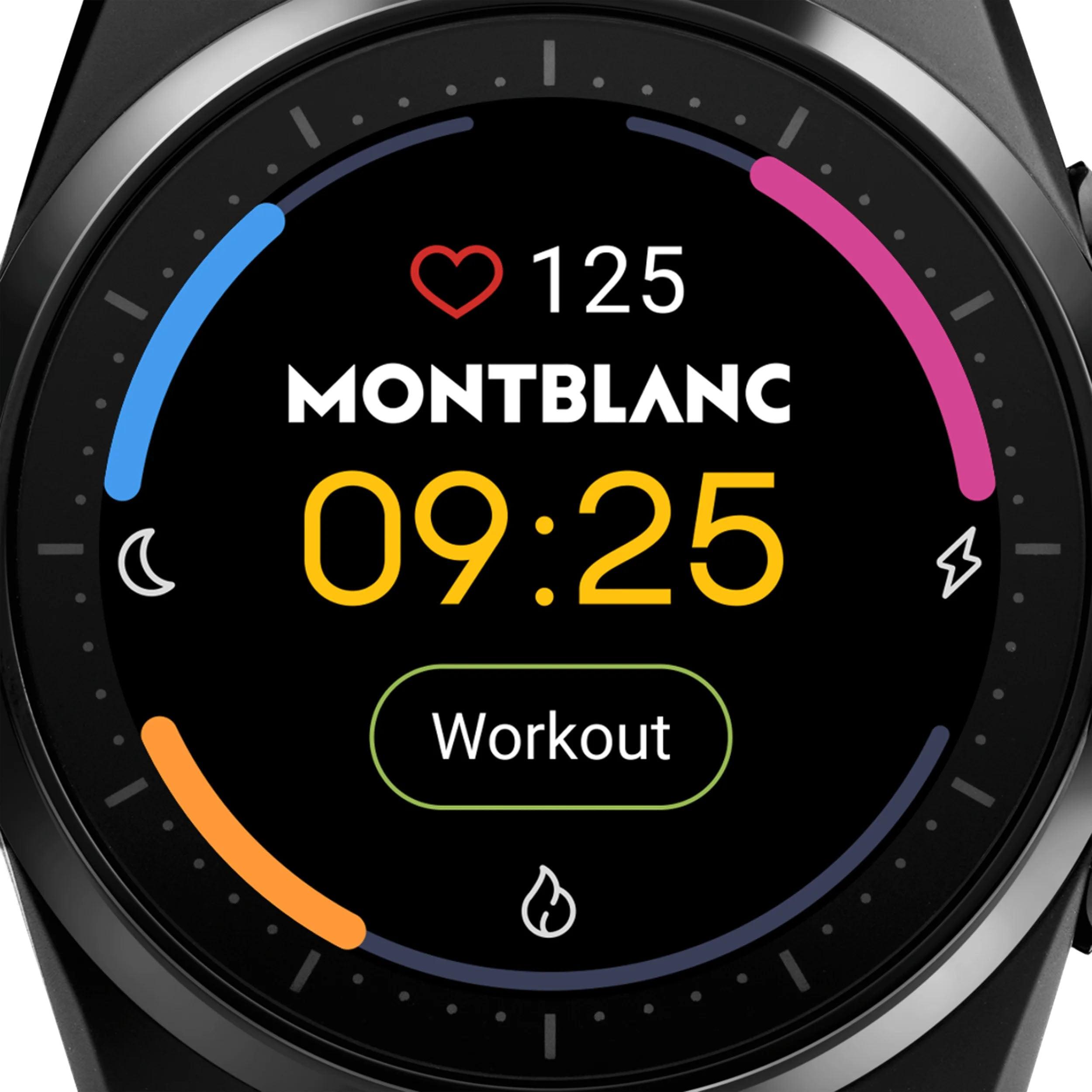 Montblanc orologio smartwatch Summit Lite 43mm in alluminio nero e cinturino in caucciù 128408