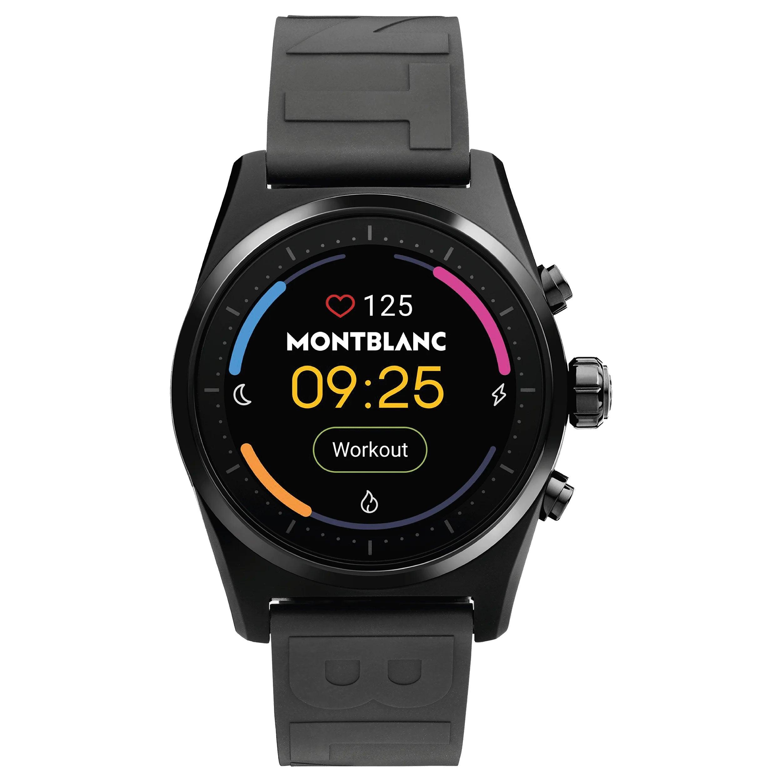 Montblanc orologio smartwatch Summit Lite 43mm in alluminio nero e cinturino in caucciù 128408