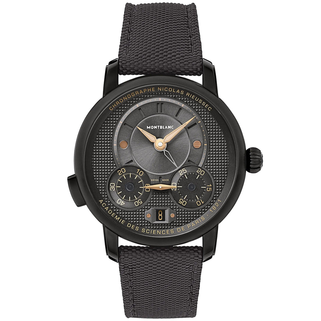 Montblanc orologio Star Legacy Nicolas Rieussec Chronograph edizione limitata 500 pezzi 43mm grigio automatico acciaio finitura DLC nero 130985