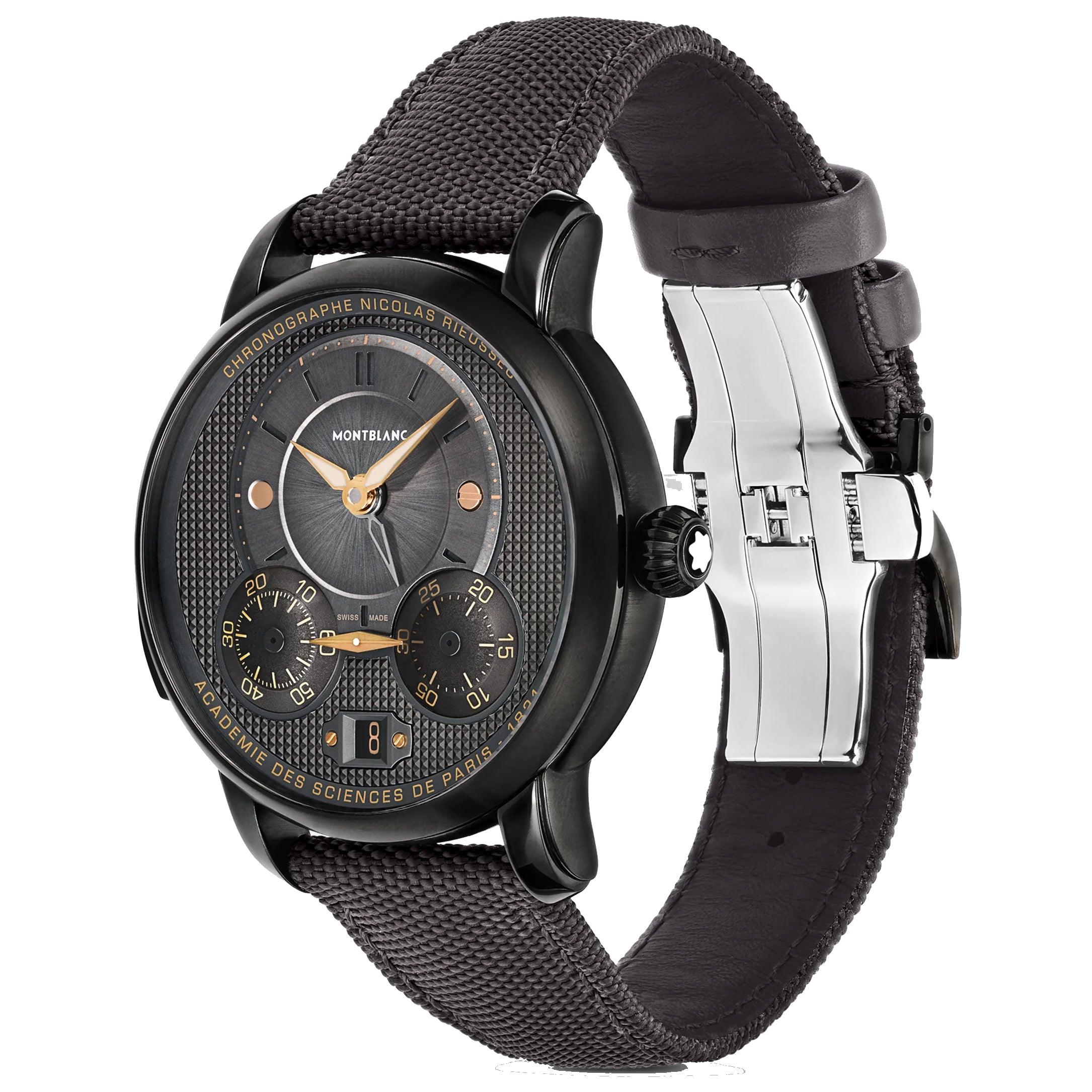 Montblanc orologio Star Legacy Nicolas Rieussec Chronograph edizione limitata 500 pezzi 43mm grigio automatico acciaio finitura DLC nero 130985