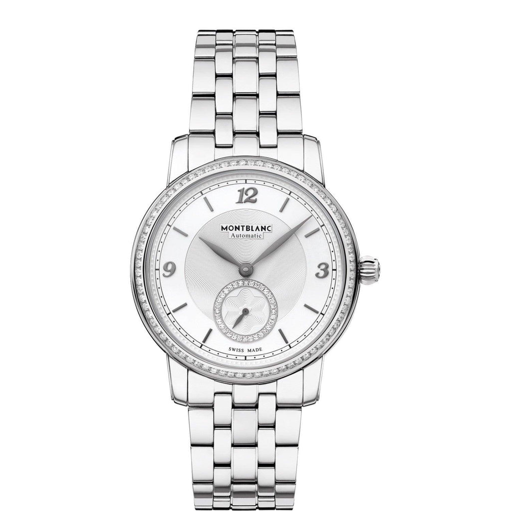 Montblanc orologio Star Legacy Small Second 36mm argento diamanti automatico acciaio 118507