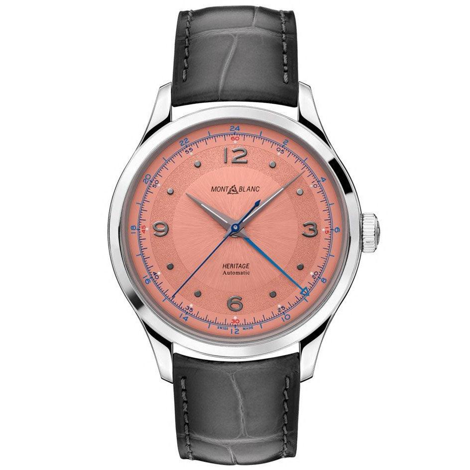 Montblanc orologio uomo Heritage GMT 40mm automatico salmone alligatore grigio 119950