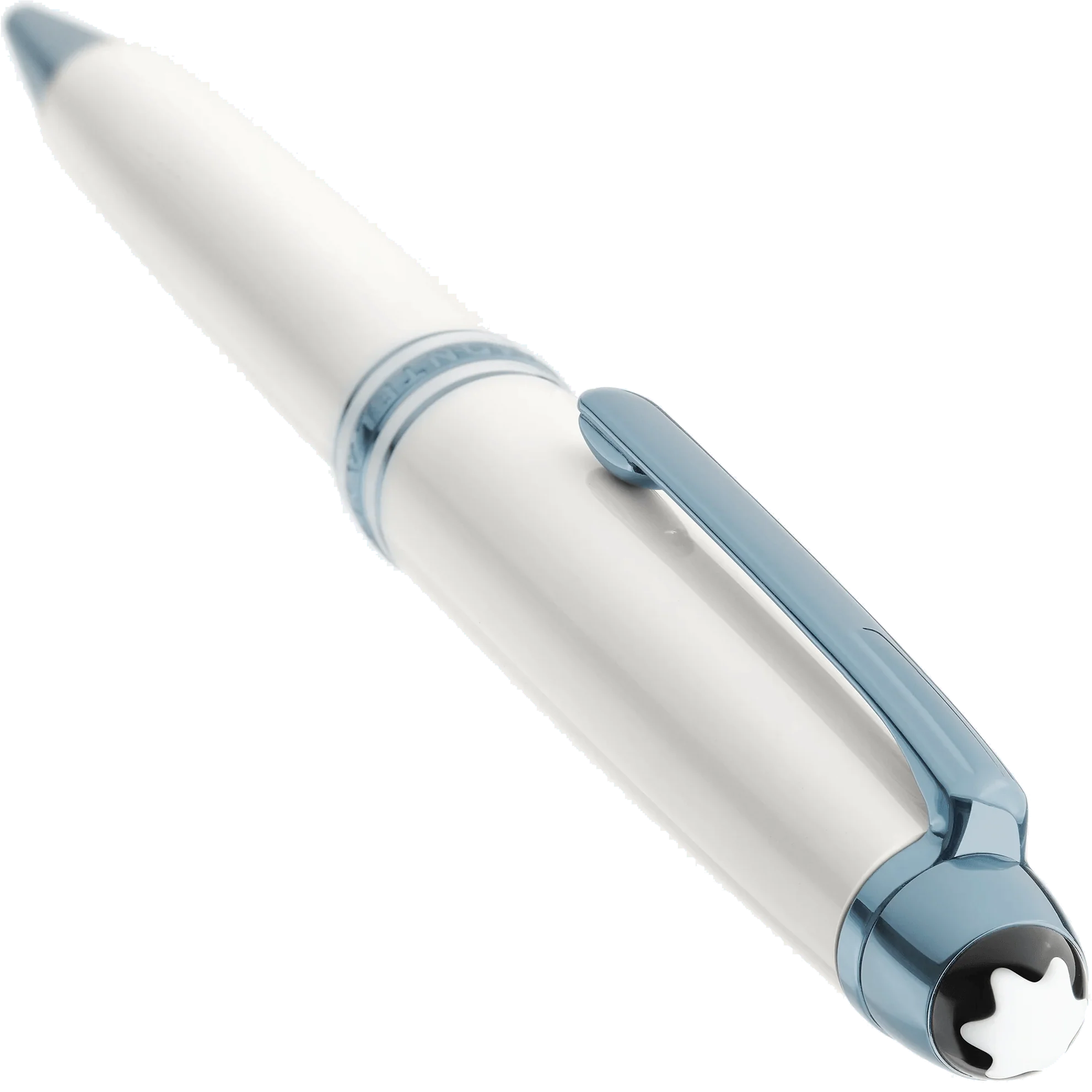 Montblanc penna a sfera Meisterstück Glacier Classique bianca finiture PVD blu 129401