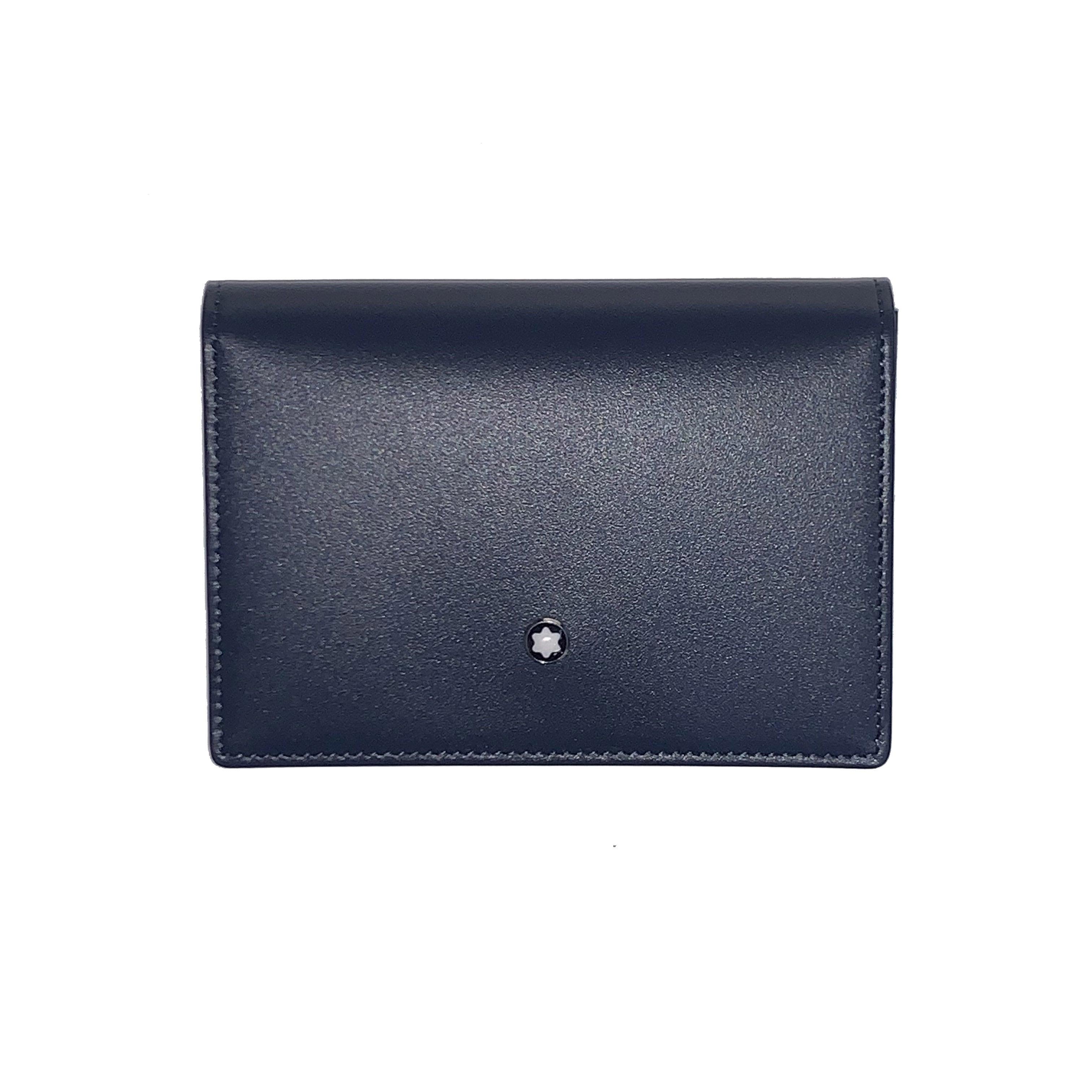 Montblanc porta biglietti da visita con soffietto a U e tasca a vista Meisterstück blu navy 126222