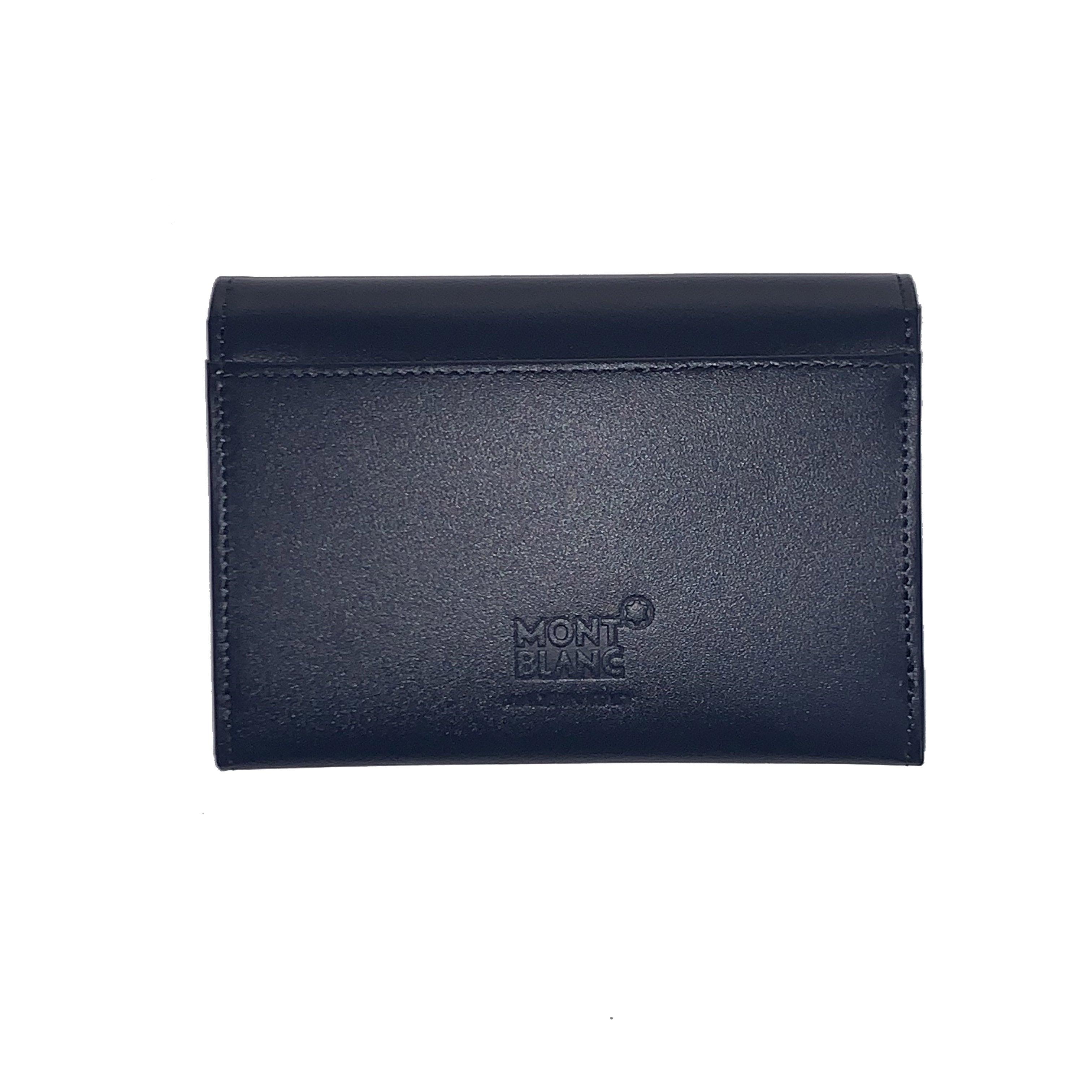 Montblanc porta biglietti da visita con soffietto a U e tasca a vista Meisterstück blu navy 126222