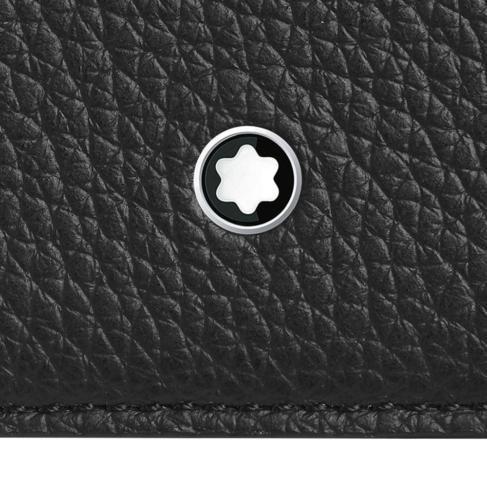 Montblanc porta biglietti da visita con soffietto e tasca a vista Meisterstück Soft Grain nero oro 124135
