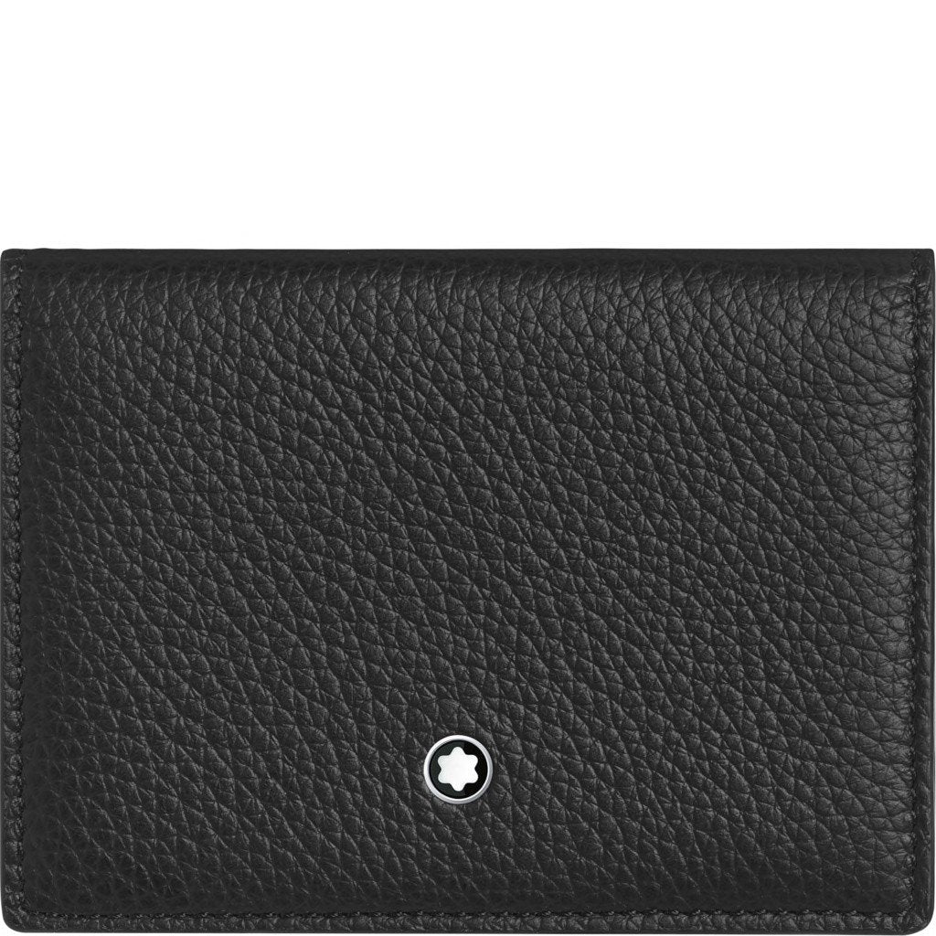 Montblanc porta biglietti da visita con soffietto e tasca a vista Meisterstück Soft Grain nero rosso 124133