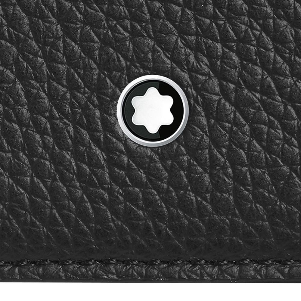 Montblanc porta biglietti da visita con soffietto e tasca a vista Meisterstück Soft Grain nero rosso 124133