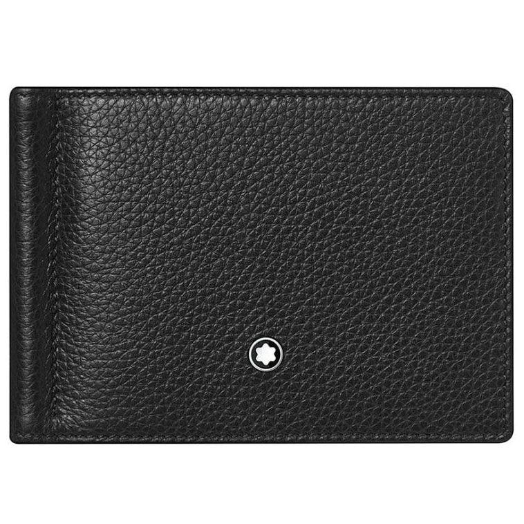 Montblanc portafoglio 6 scomparti con fermasoldi Meisterstück Soft Grain nero 126252