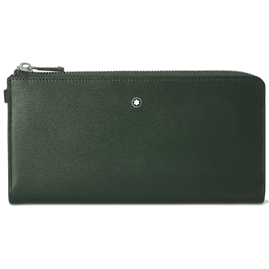Montblanc portafoglio lungo 12 scomparti Meisterstück 4810 Deep Forest verde con cerniera e cinturino da polso amovibile 129249