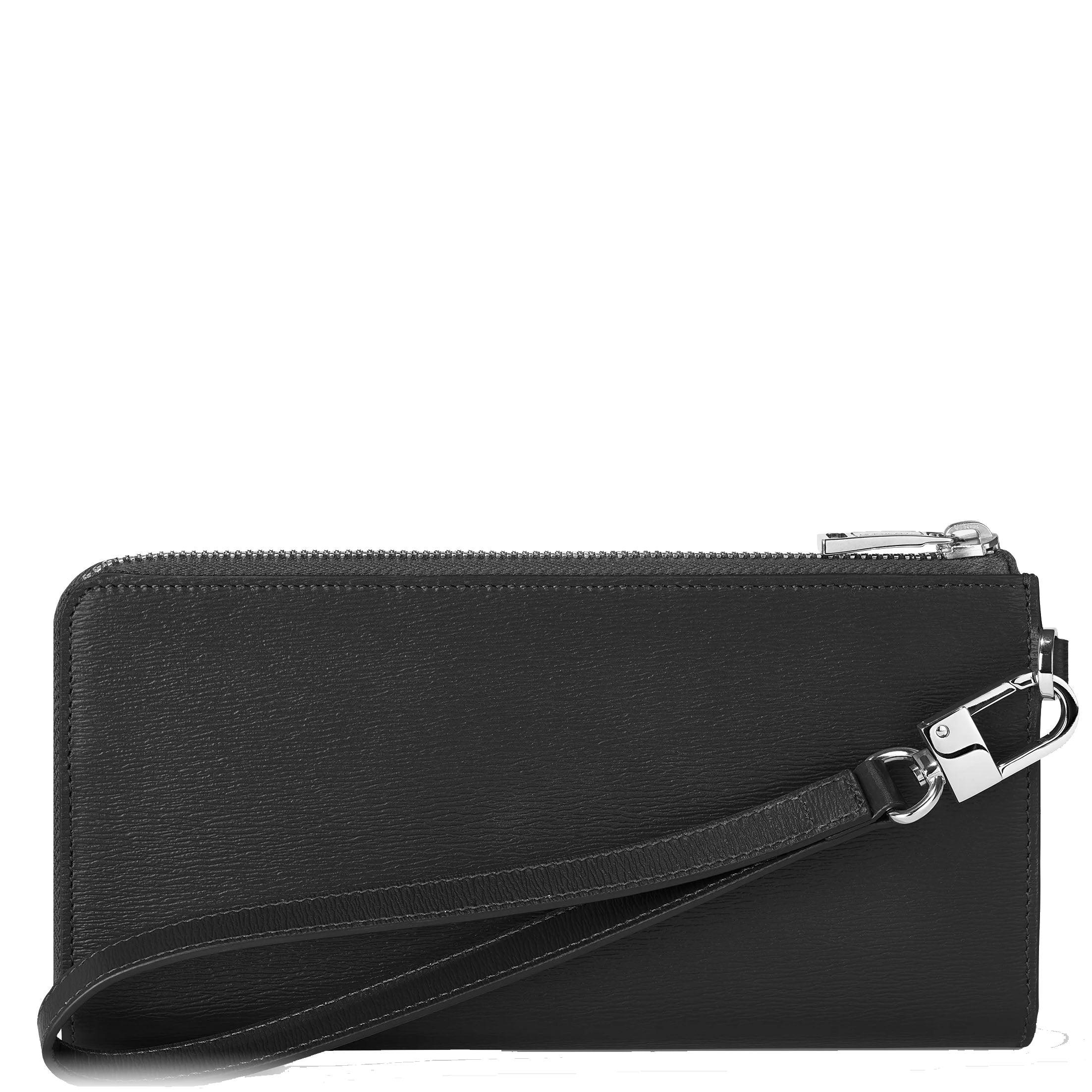 Montblanc portafoglio lungo 12 scomparti Meisterstück 4810 nero con cerniera e cinturino da polso amovibile 129248