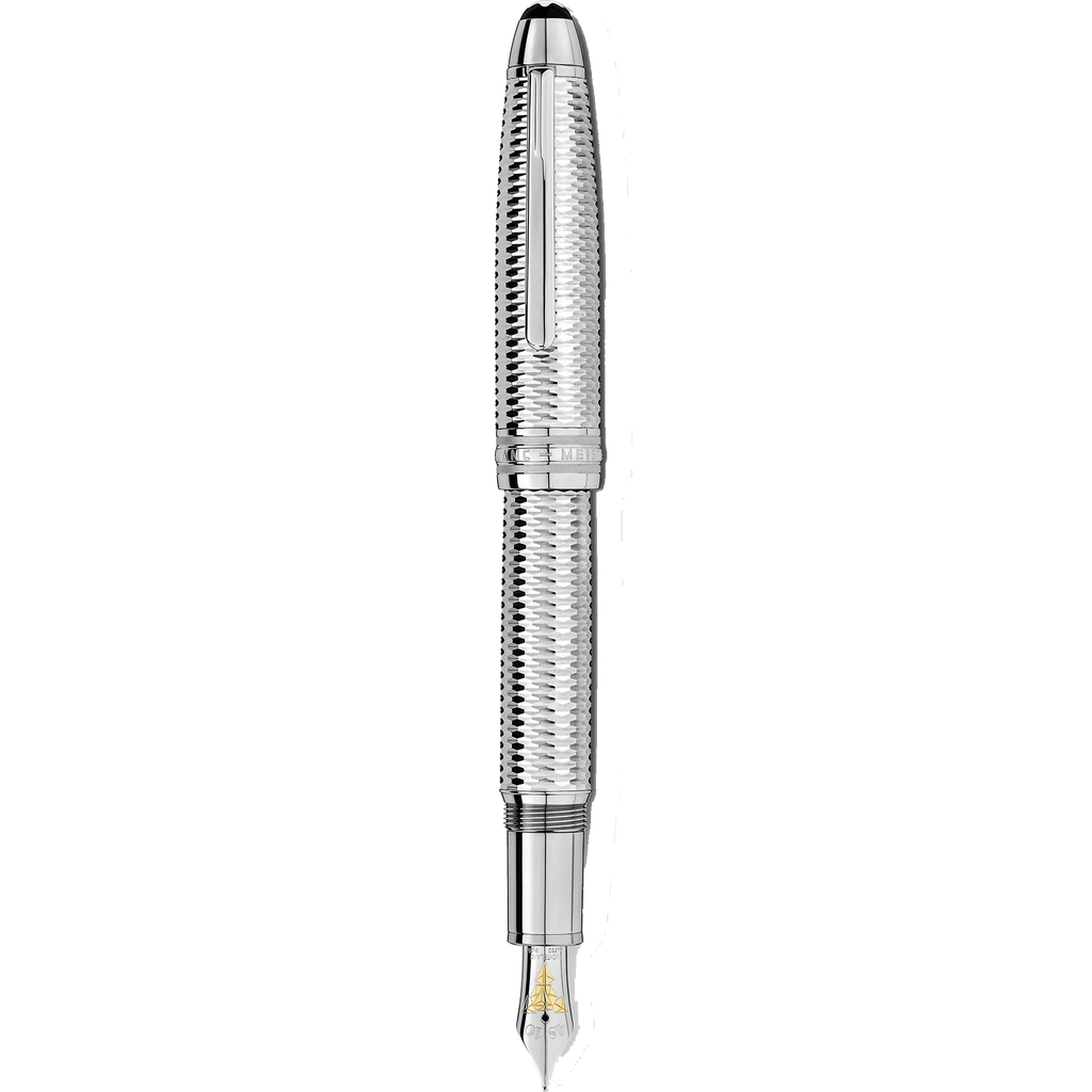 Montblanc stilografica Meisterstück Geometry Solitaire LeGrand punta M finitura platino colore argento 118097