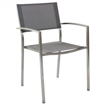 Poltrona Florida - Sedia da giardino in acciaio inox e textilene grigio