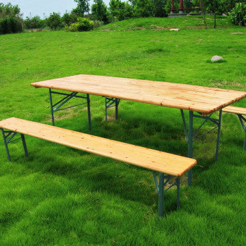 Set birreria in legno abete 28 mm, 200x70 cm, doppia verniciatura