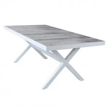 Tavolo Mackay 200 x 100 - struttura in alluminio, piano in ceramica effetto legno