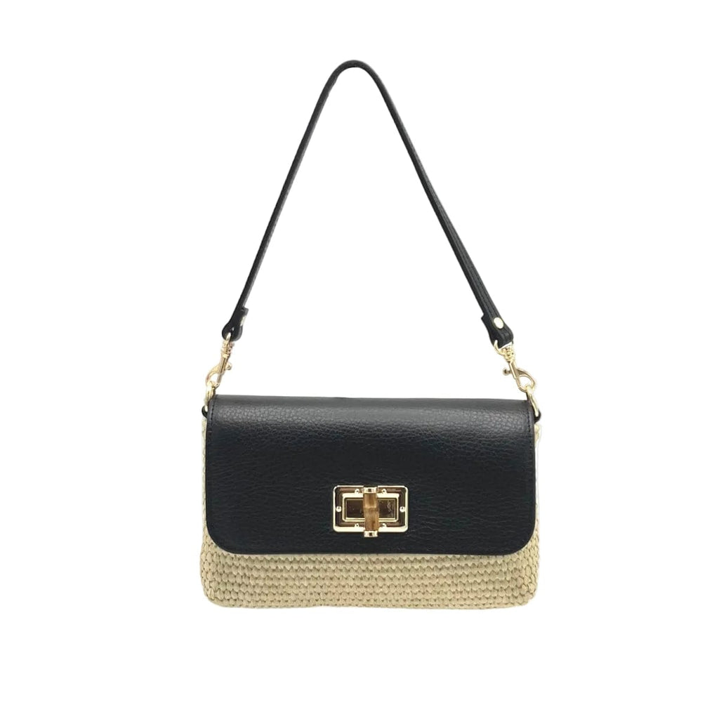 Orbetello - Raffia & Leather Shoulder Bag