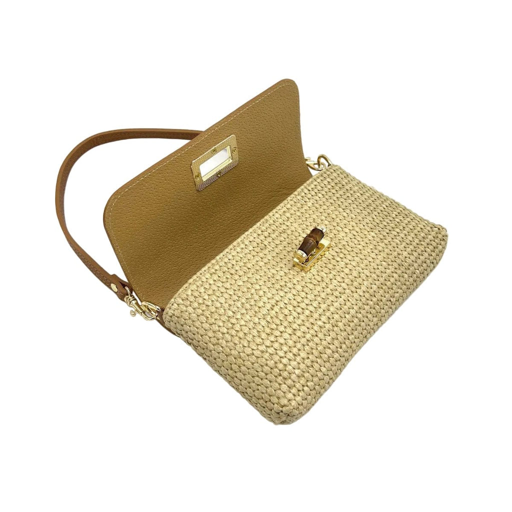 Orbetello - Raffia & Leather Shoulder Bag