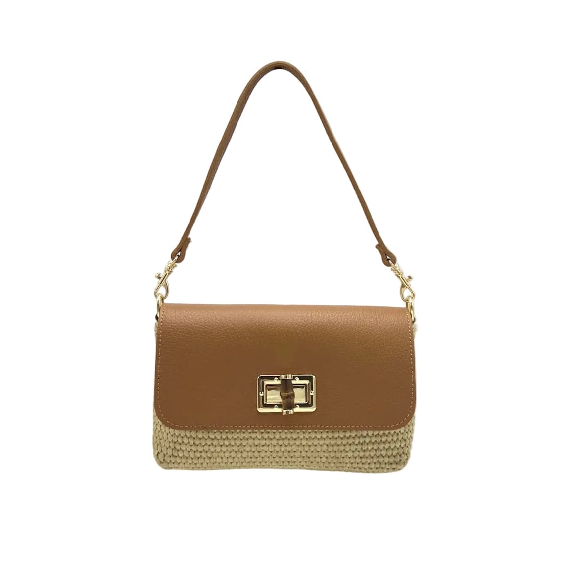 Orbetello - Raffia & Leather Shoulder Bag