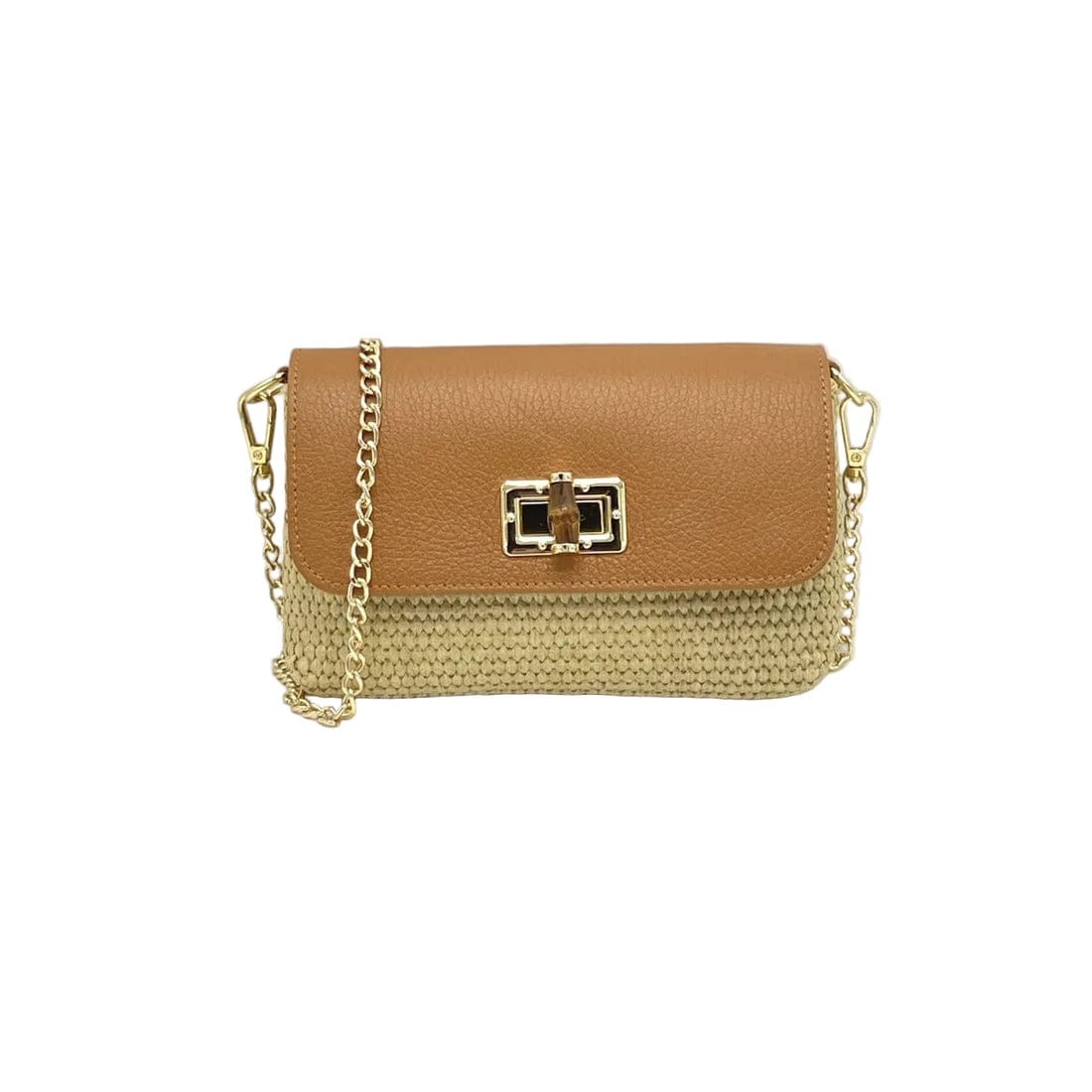 Orbetello - Raffia & Leather Shoulder Bag