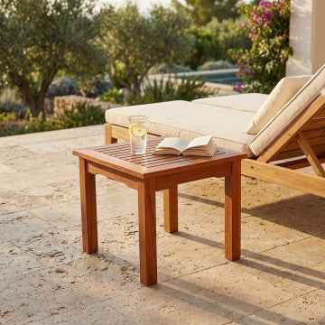 Tavolino quadrato 50x50 cm in legno di Acacia massiccio spessore 22 mm