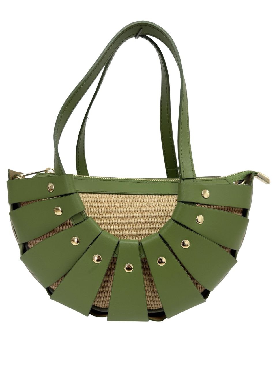 Premium Leather and Raffia Handbag – Made in Italy