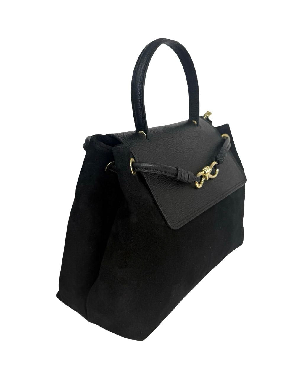 Italian Suede & Leather Satchel Bag