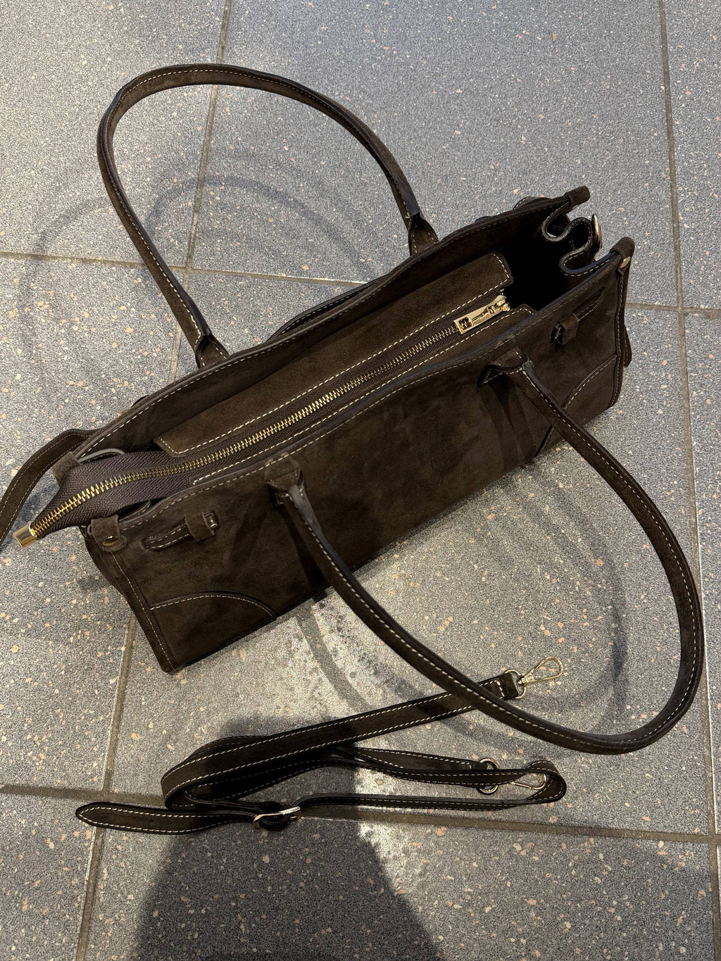 Elongated Suede Shoulder Bag