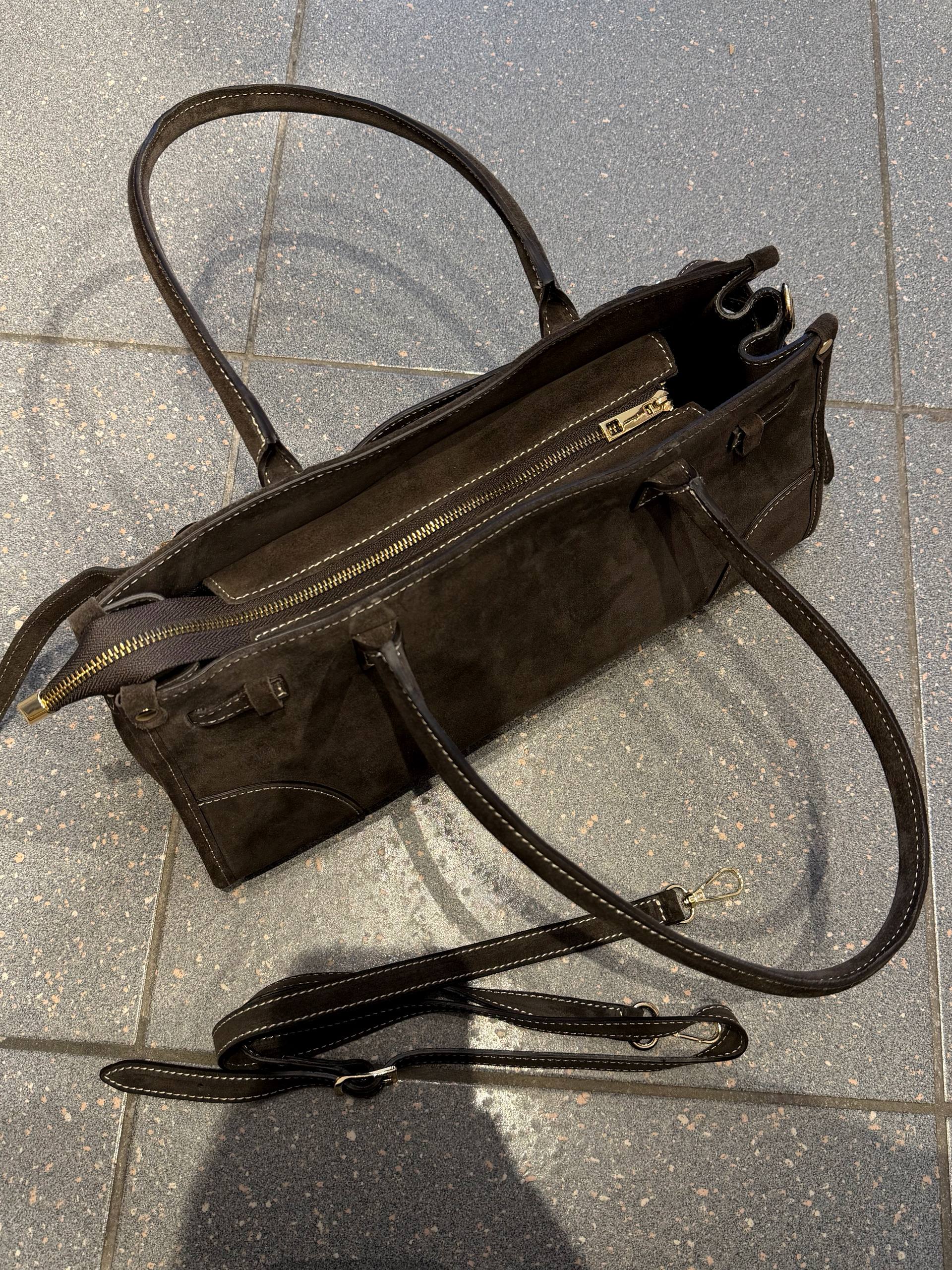 Elongated Suede Shoulder Bag