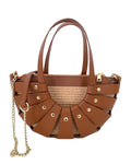 Premium Leather and Raffia Handbag – Made in Italy