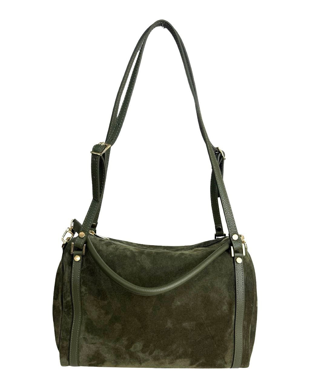 Suede Top-Zip Satchel — Made in Italy