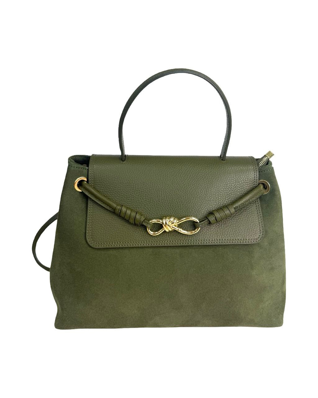 Italian Suede & Leather Satchel Bag