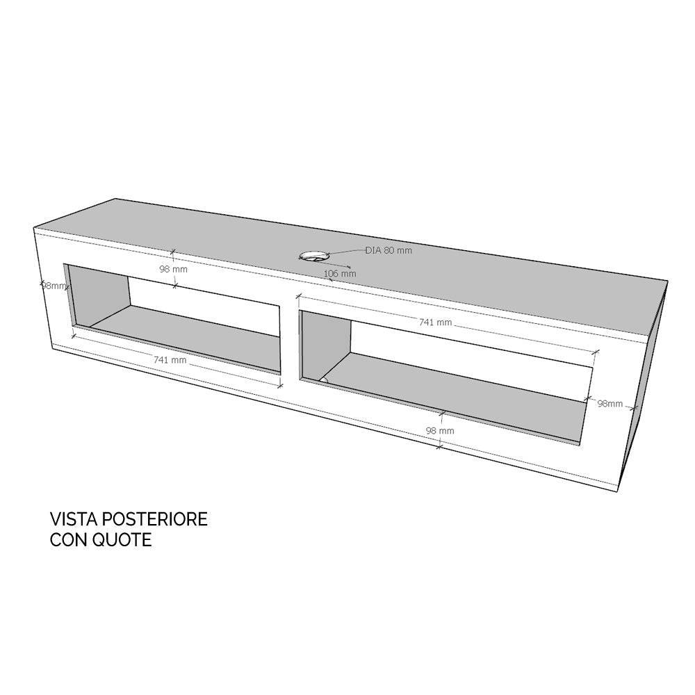 Pensile TV Ribalta con passa cavi L.133,6 - L.173,6 H.40 P.39,2