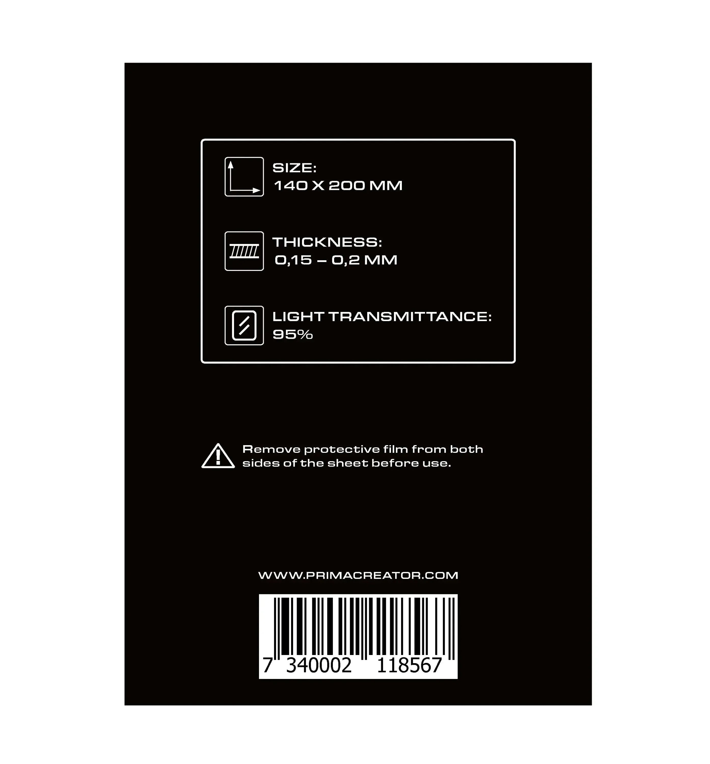 PRIMACREATOR NFEP FILM SHEETS FOR 3D PRINTERS - 140 X 200 MM - 3-PACK
