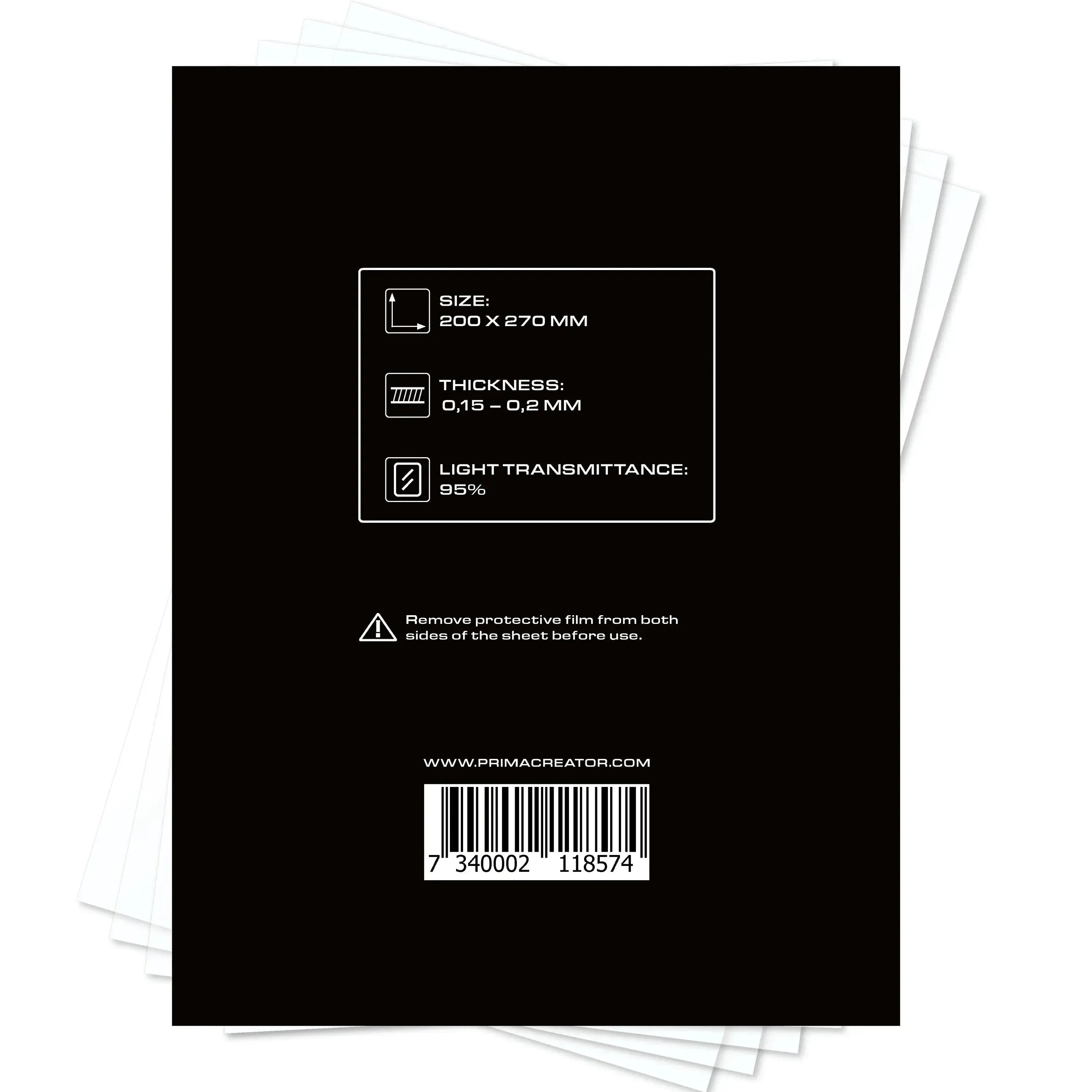 PRIMACREATOR NFEP FILM SHEETS FOR 3D PRINTERS - 200 X 270 MM - 2-PACK