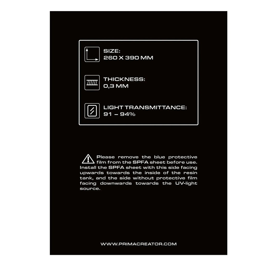 PRIMACREATOR SPFA FILM SHEET FOR 3D PRINTERS - 260 X 390 MM