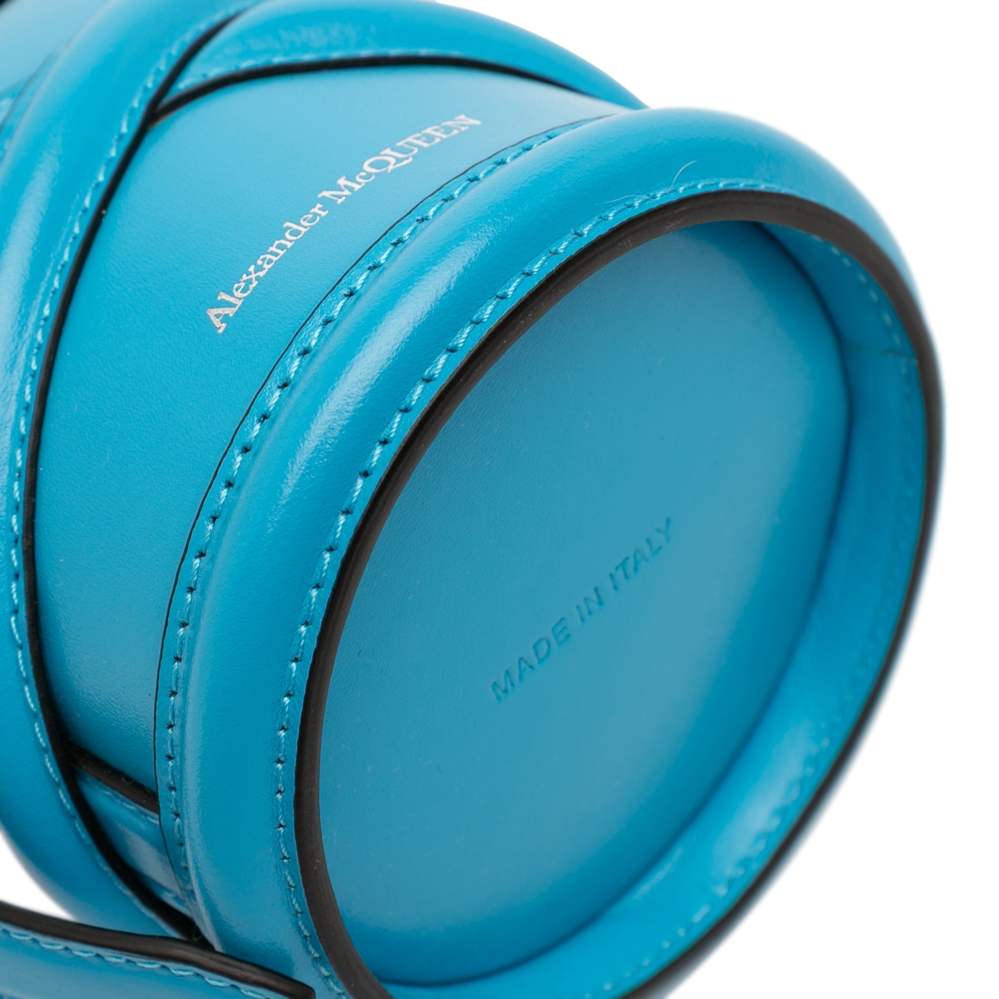 Alexander McQueen The Curve – Borsa a Secchiello in Pelle di Vitello Blu