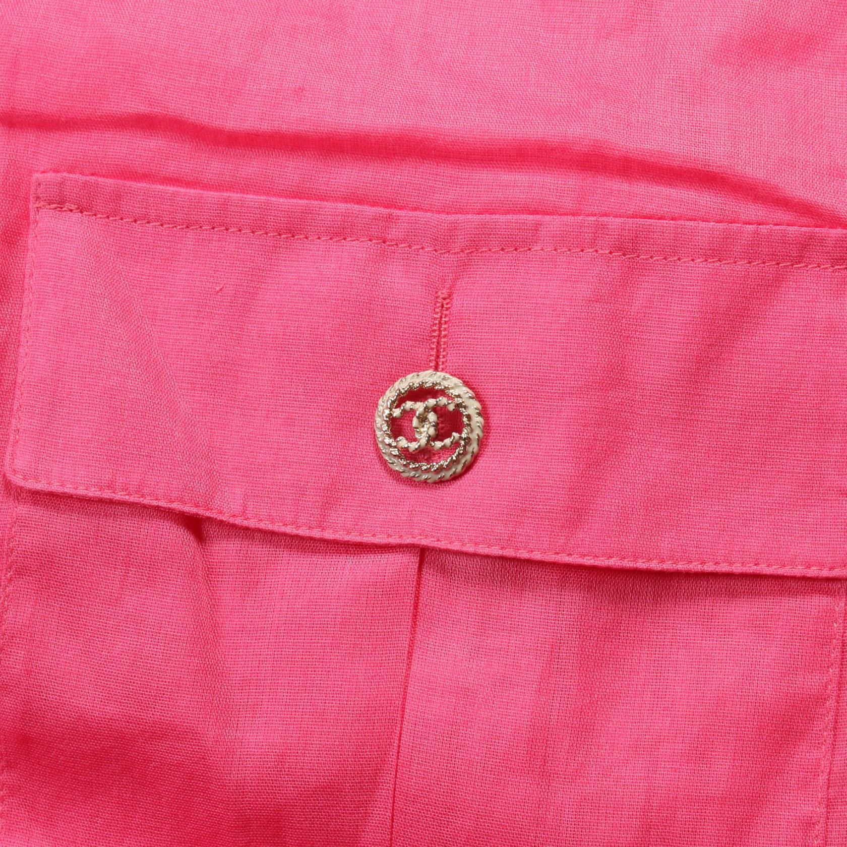Camicia Chanel in cotone trasparente rosa fucsia