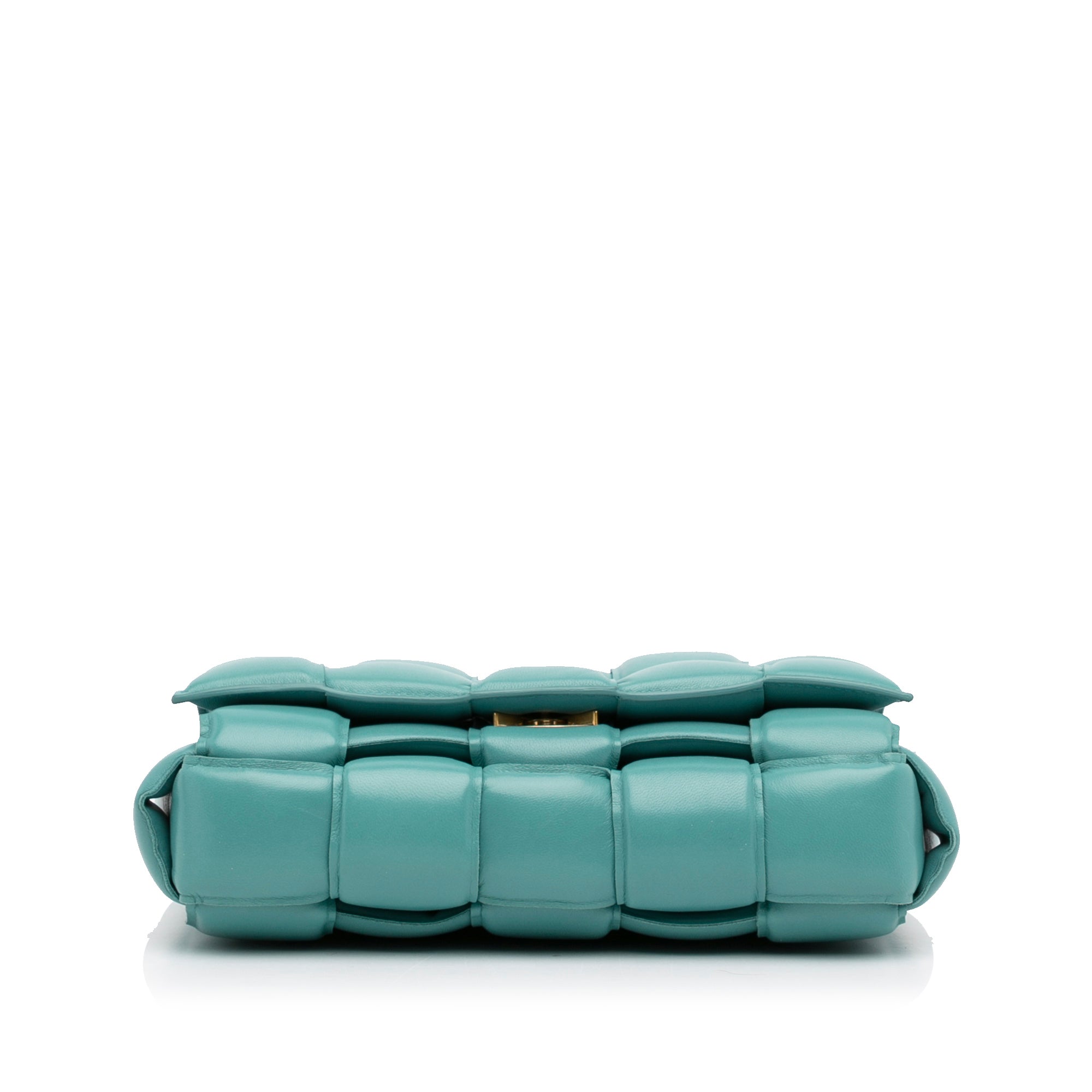 Bottega Veneta – Padded Cassette in pelle nappa blu con catena dorata – 18 x 26 x 6 cm